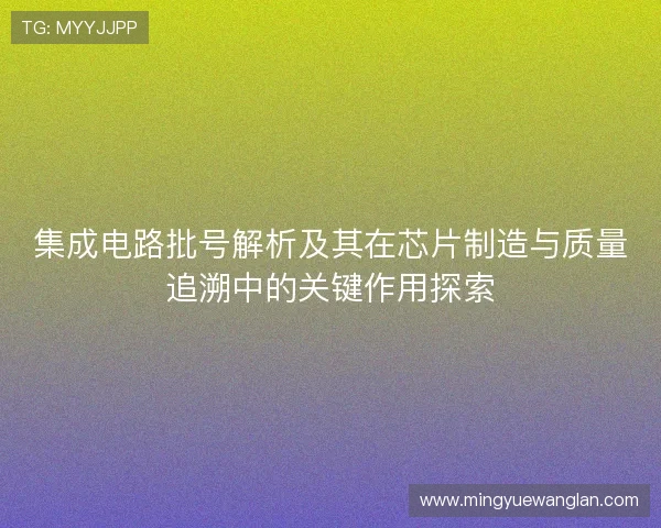 集成电路批号解析及其在芯片制造与质量追溯中的关键作用探索